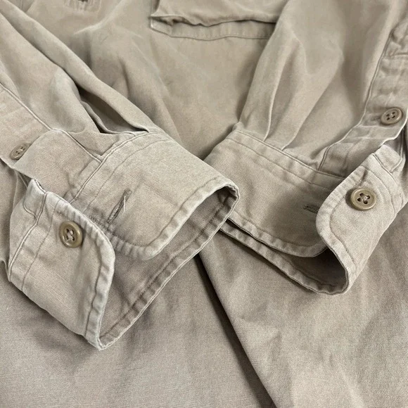 Vintage Polo Ralph Lauren Shirt XL Beige Twill Long Sleeve 1/2 Zip Military - Picture 4 of 16